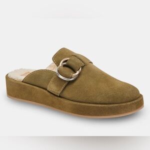DOLCE VITA Suede Astor Plush Flats Mule Olive Green- Size 11